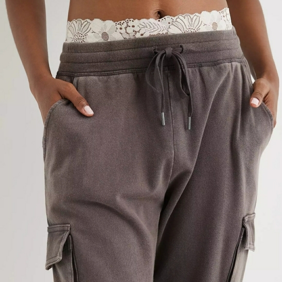 Aerie Sunwashed Fleece Cargo Jogger XL - Picture 2 of 6